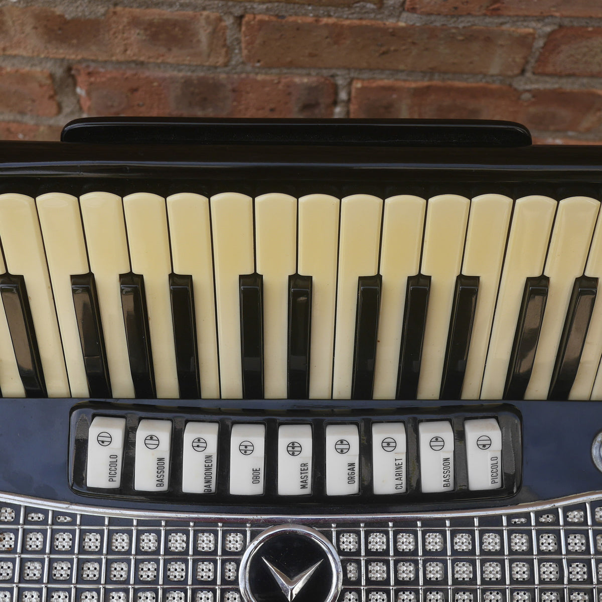 Temple Piano Accordion 120 Bass, LMH, Microphone. Black. 1950s