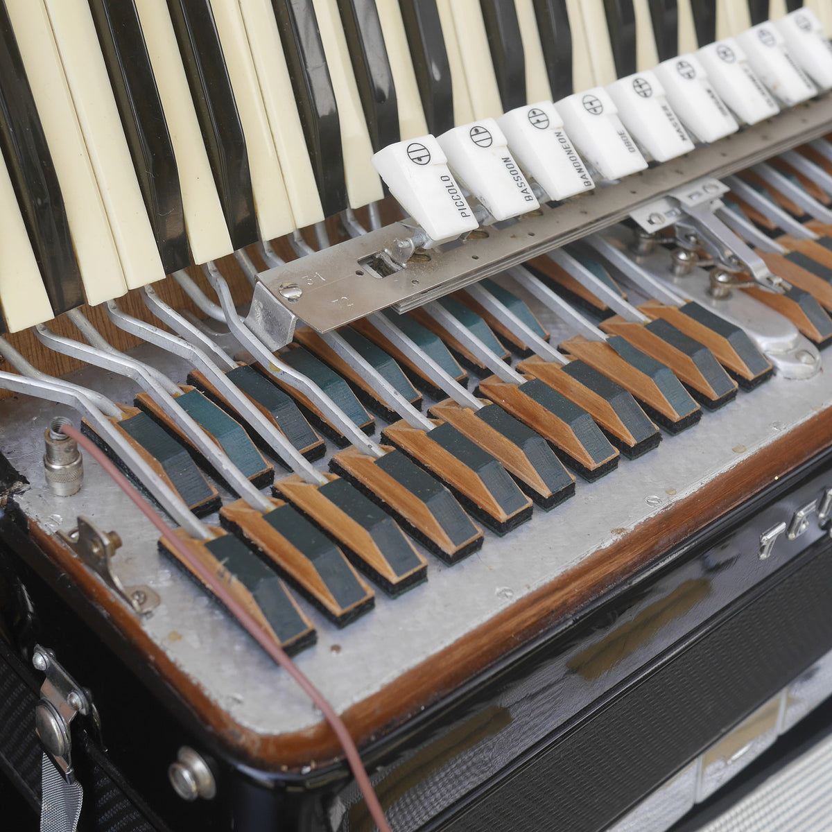 Temple Piano Accordion 120 Bass, LMH, Microphone. Black. 1950s