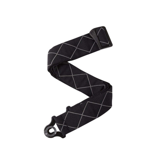 D'Addario Auto Lock Guitar Strap Black Padded Diamonds