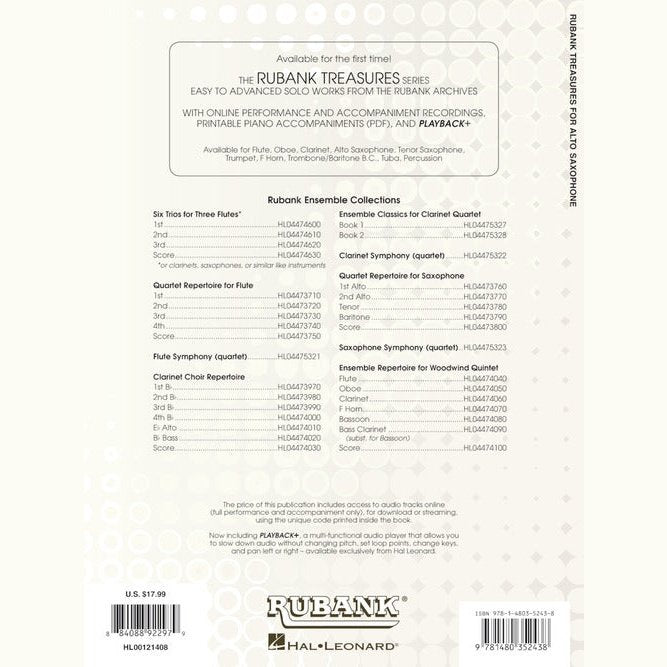 Rubank Treasures for Alto Saxophone