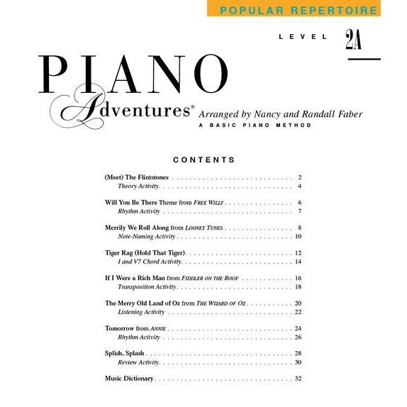 Faber Piano Adventures Level 2A - Popular Repertoire Book