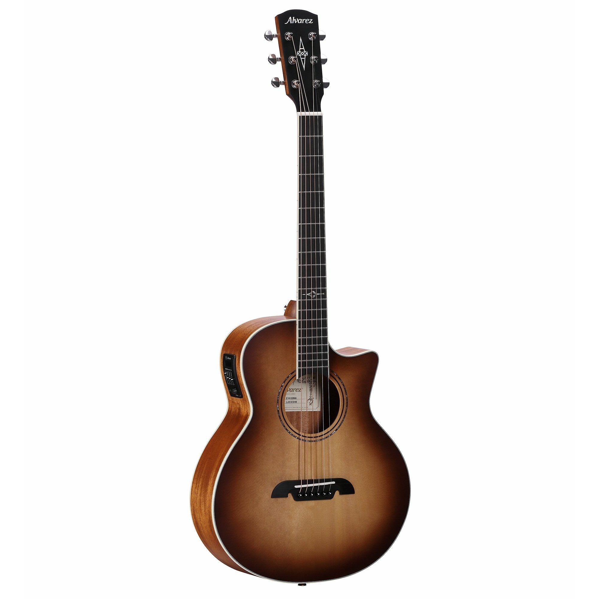 Alvarez Artist Little Jumbo Travel Guitar w/deluxe Gig Bag EQ & tuner Shadowburst