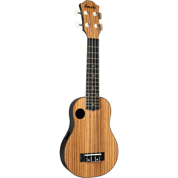 Amahi HCLF330 Troubadour Ukulele Offset Soundhole Zebrawood Top