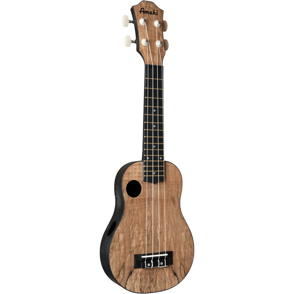 Amahi HCLF770 Troubadour Ukulele Offset Soundhole Spalted Maple Top