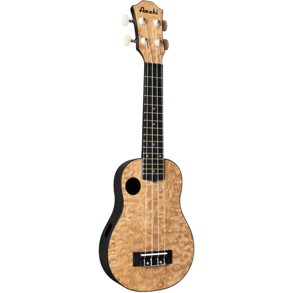 Amahi HCLF880 Troubadour Ukulele Offset Soundhole Quilted Ash Top