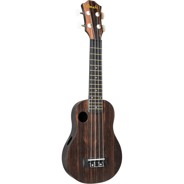 Amahi HCLF990 Troubadour Ukulele Offset Soundhole Ebony Top