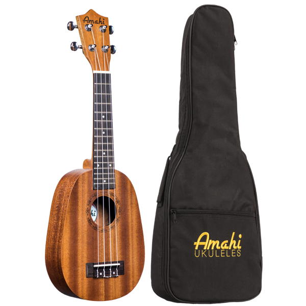 Amahi Pineapple Mahogany Ukulele Mahogany with Deluxe Bag