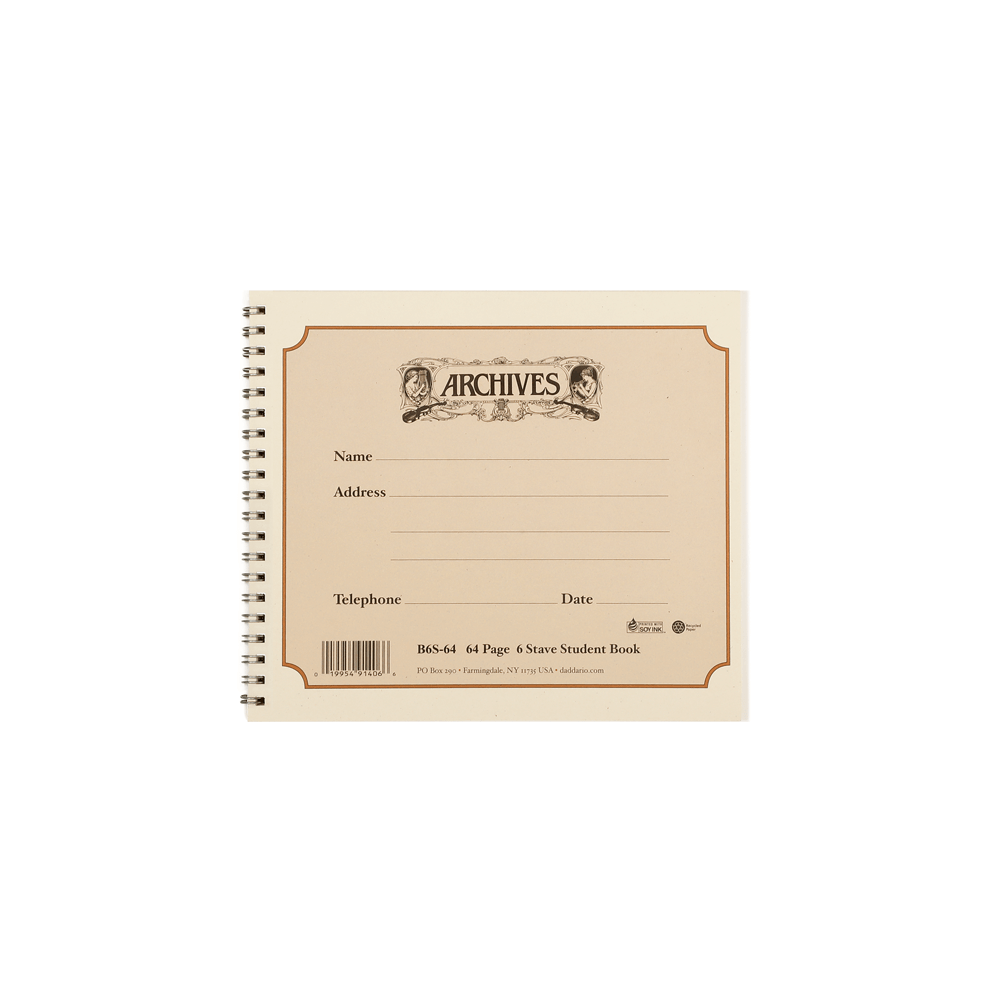 Archives 64 Page Stave Student Notebook