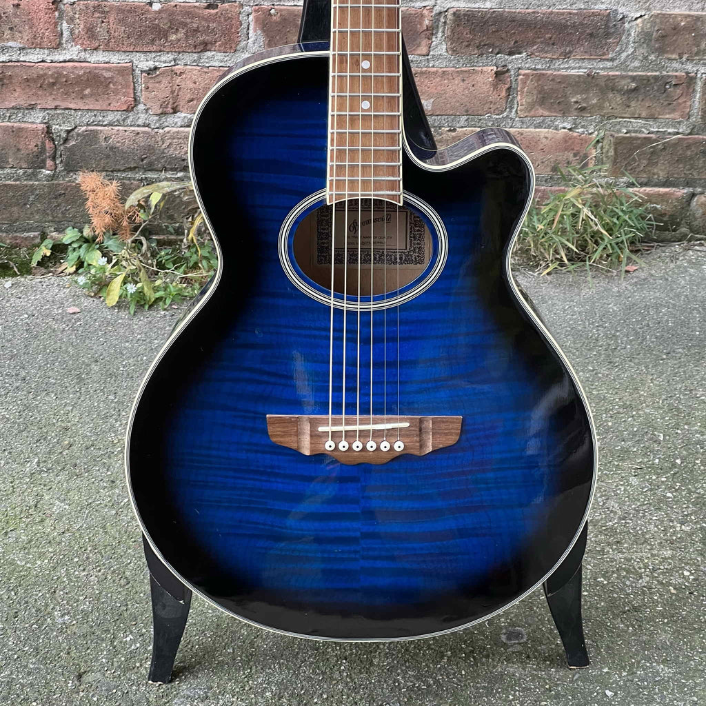 Brownsville BCFG-3EPBLB Acoustic-Electric Guitar Parlor Used Flame Maple Blue
