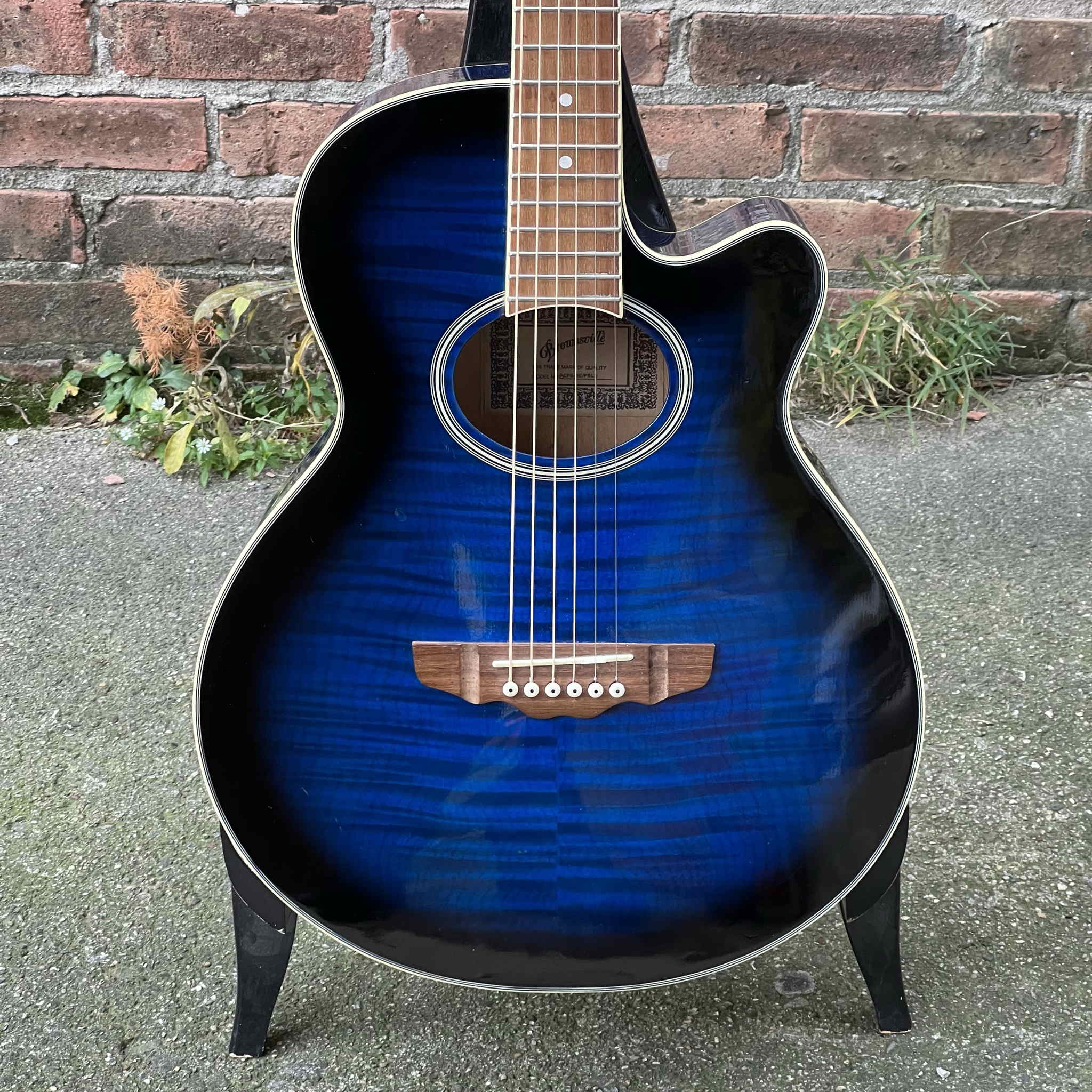 Brownsville BCFG-3EPBLB Acoustic-Electric Guitar Parlor Used Flame Maple Blue