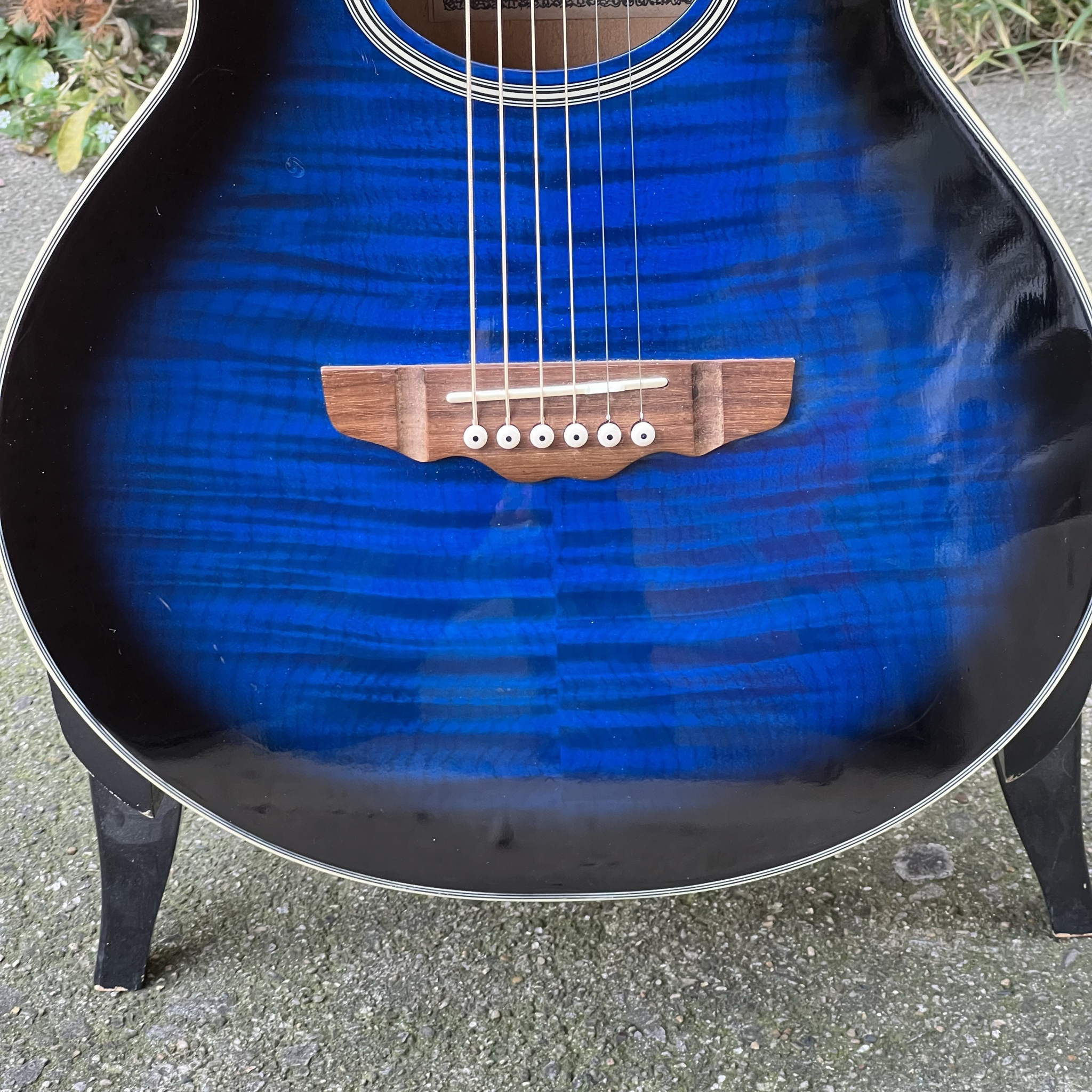 Brownsville BCFG-3EPBLB Acoustic-Electric Guitar Parlor Used Flame Maple Blue