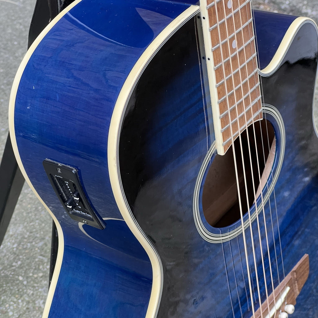 Brownsville BCFG-3EPBLB Acoustic-Electric Guitar Parlor Used Flame Maple Blue