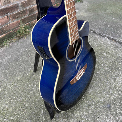 Brownsville BCFG-3EPBLB Acoustic-Electric Guitar Parlor Used Flame Maple Blue