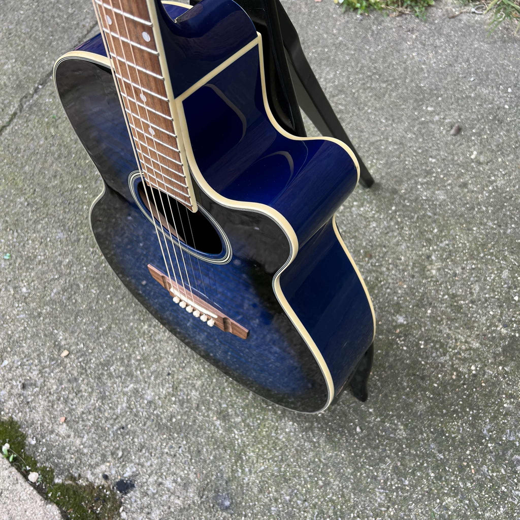 Brownsville BCFG-3EPBLB Acoustic-Electric Guitar Parlor Used Flame Maple Blue
