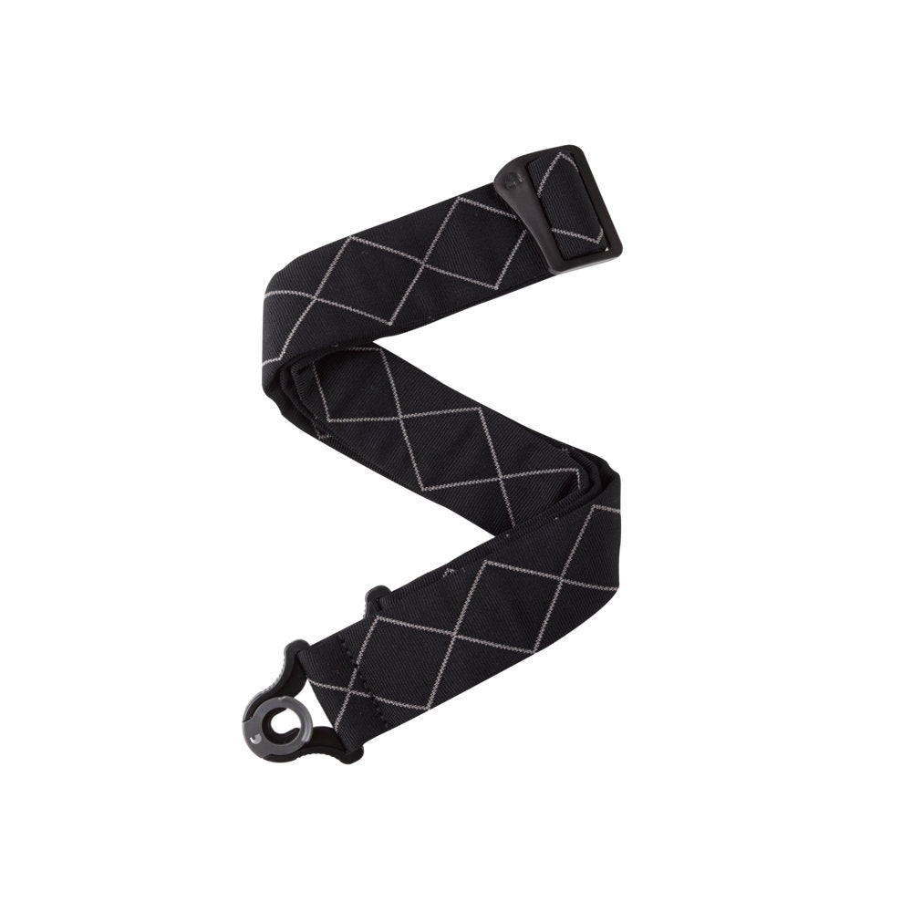 D'Addario Auto Lock Guitar Strap Black Padded Diamonds