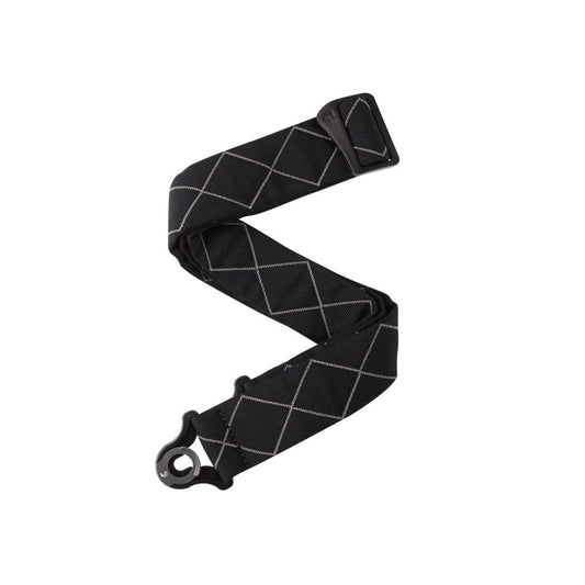 D'Addario Auto Lock Guitar Strap Black Padded Diamonds