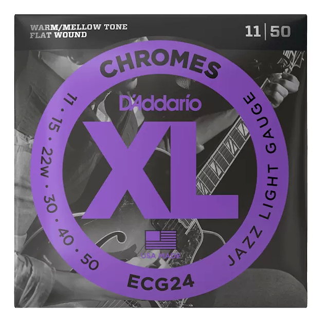 D'Addario Chromes Flat Wound Guitar Strings Jazz Light 11-50