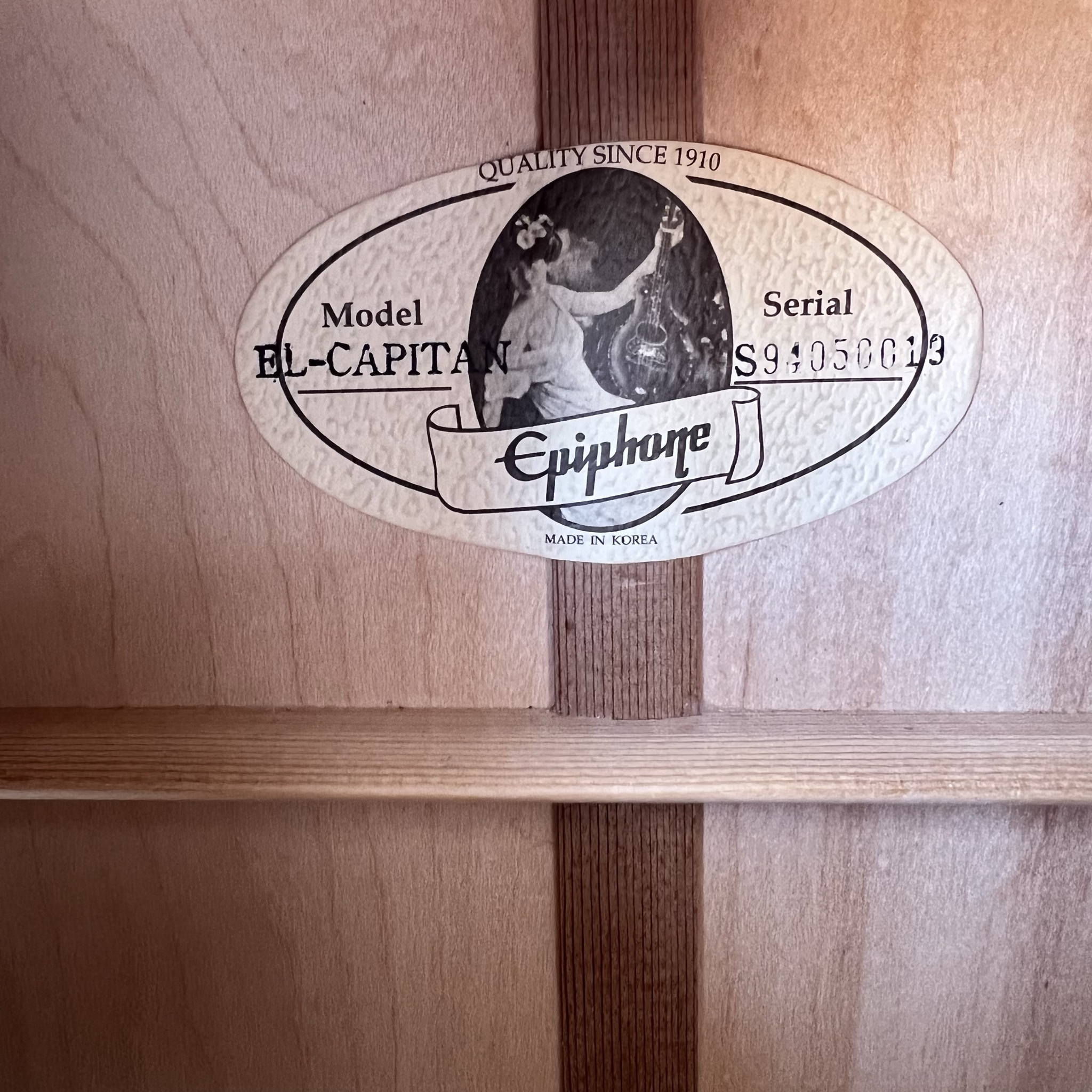 Epiphone El Capitan Acoustic-Electric Bass Guitar w/HSC 1990s Maple Mint