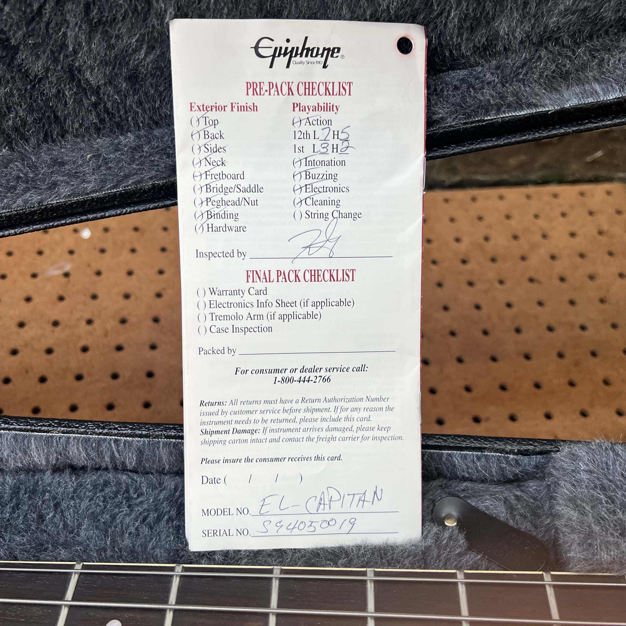 Epiphone El Capitan Acoustic-Electric Bass Guitar w/HSC 1990s Maple Mint