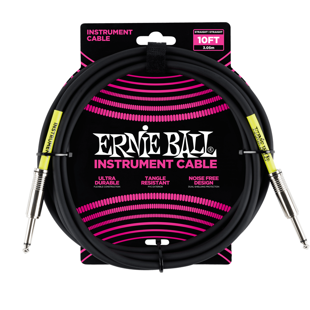 Ernie Ball 10ft Straight Straight Inst Cable Black