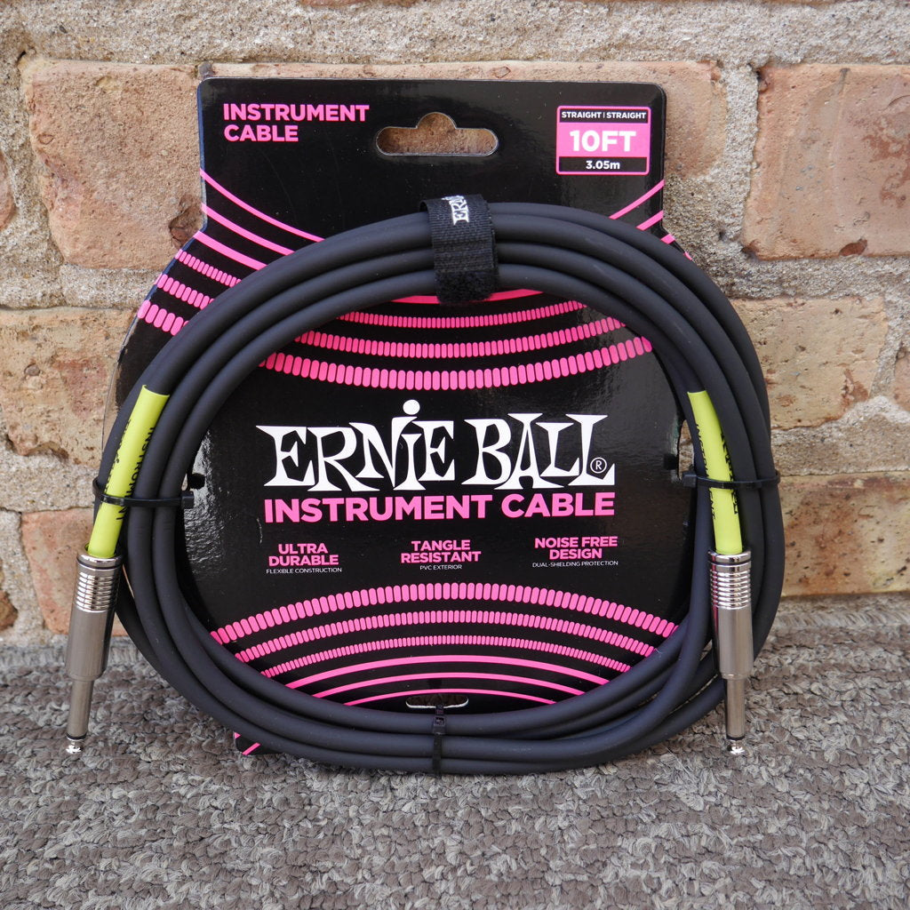 Ernie Ball 10ft Straight Straight Inst Cable Black