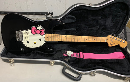Fender Squier Hello Kitty Stratocaster Electric Guitar w/HSC and matching strap excellent (used)