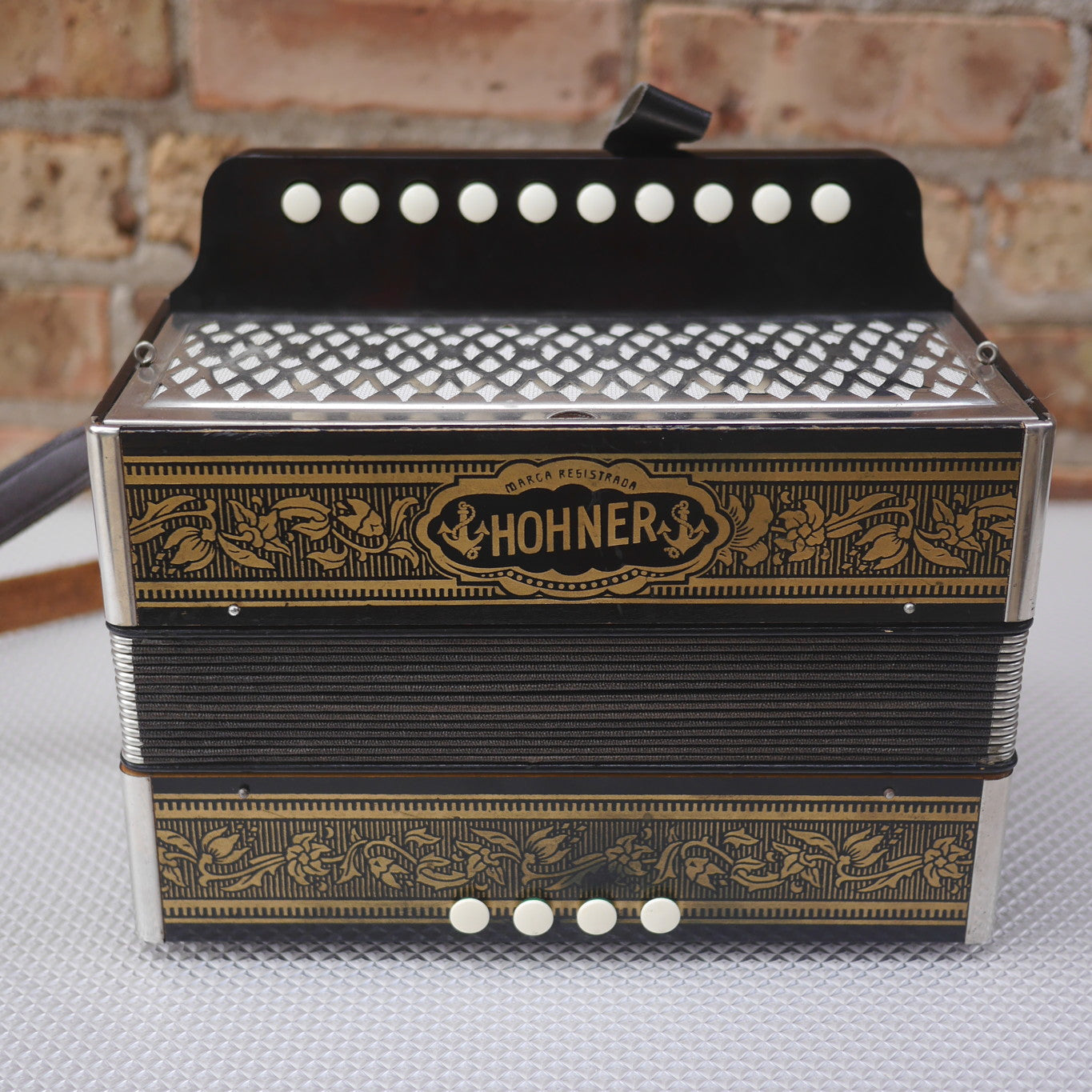 Hohner Pokerwork Single Row Button Accordion Key of C Vintage 1950s Excellent