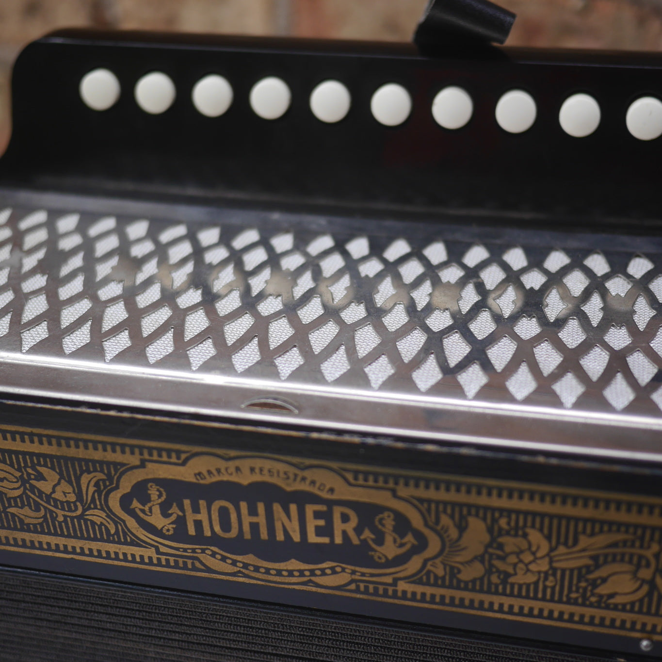 Hohner Pokerwork Single Row Button Accordion Key of C Vintage 1950s Excellent