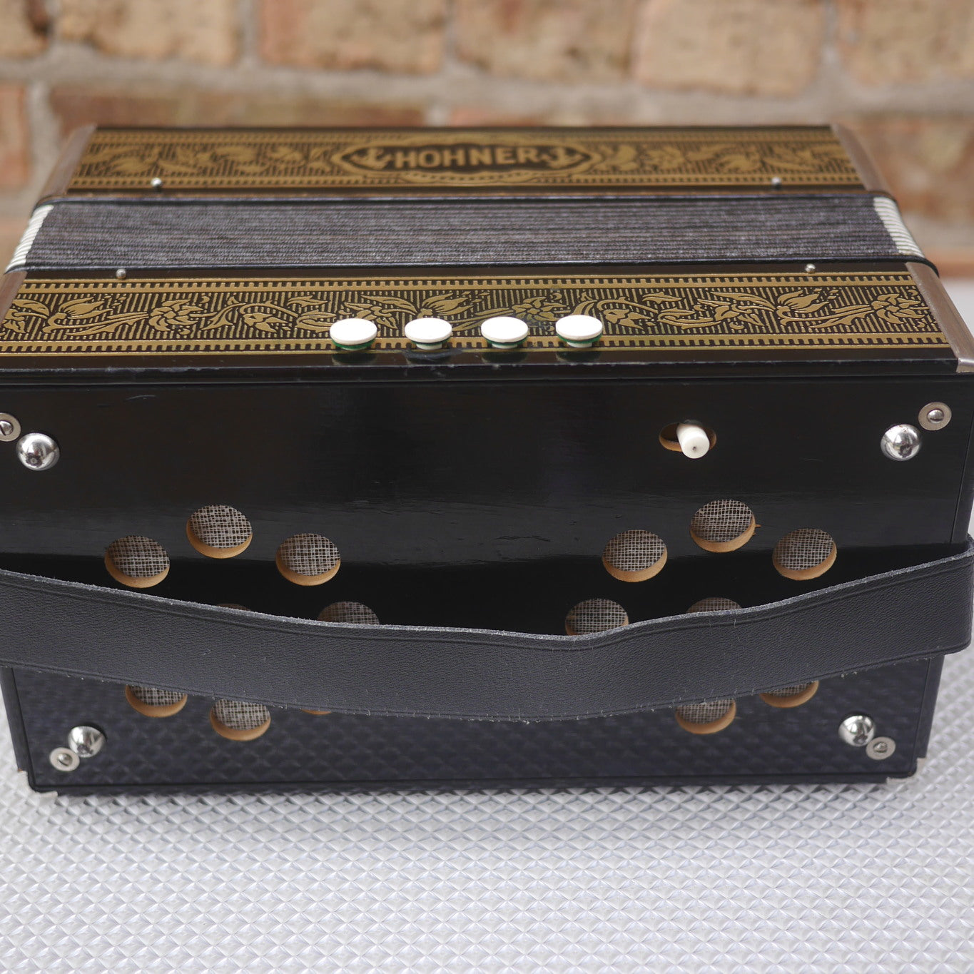 Hohner Pokerwork Single Row Button Accordion Key of C Vintage 1950s Excellent