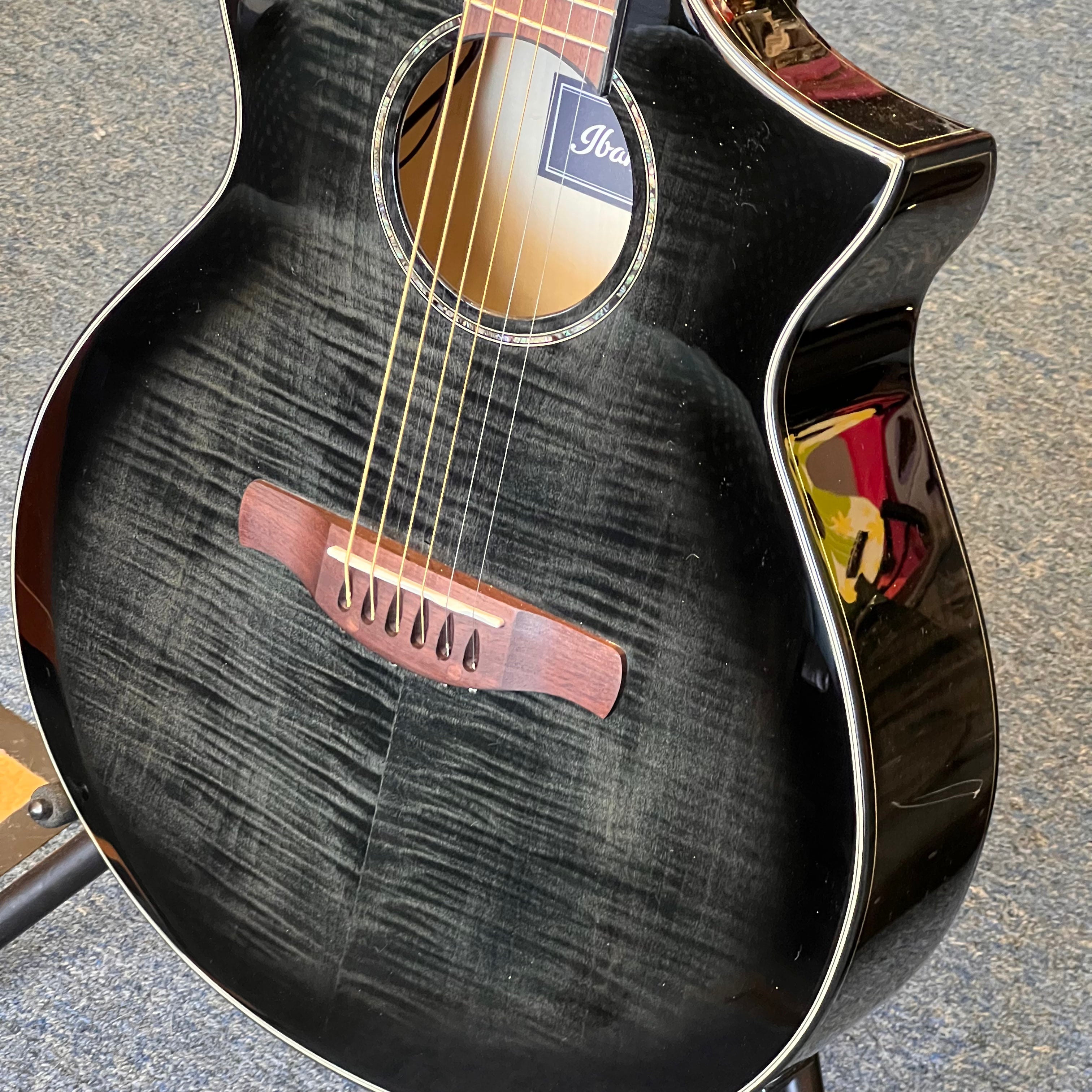 Ibanez AEWC400 Acoustic-Electric Guitar - Transparent Black Sunburst High Gloss