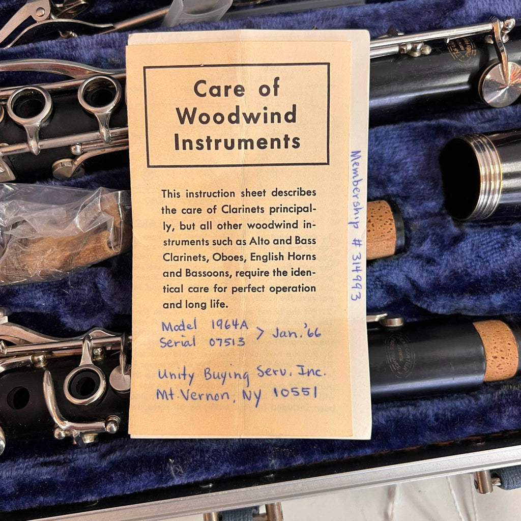 Jean Cartier Wood Clarinet Model 1964A France Excellent 1966 (used)