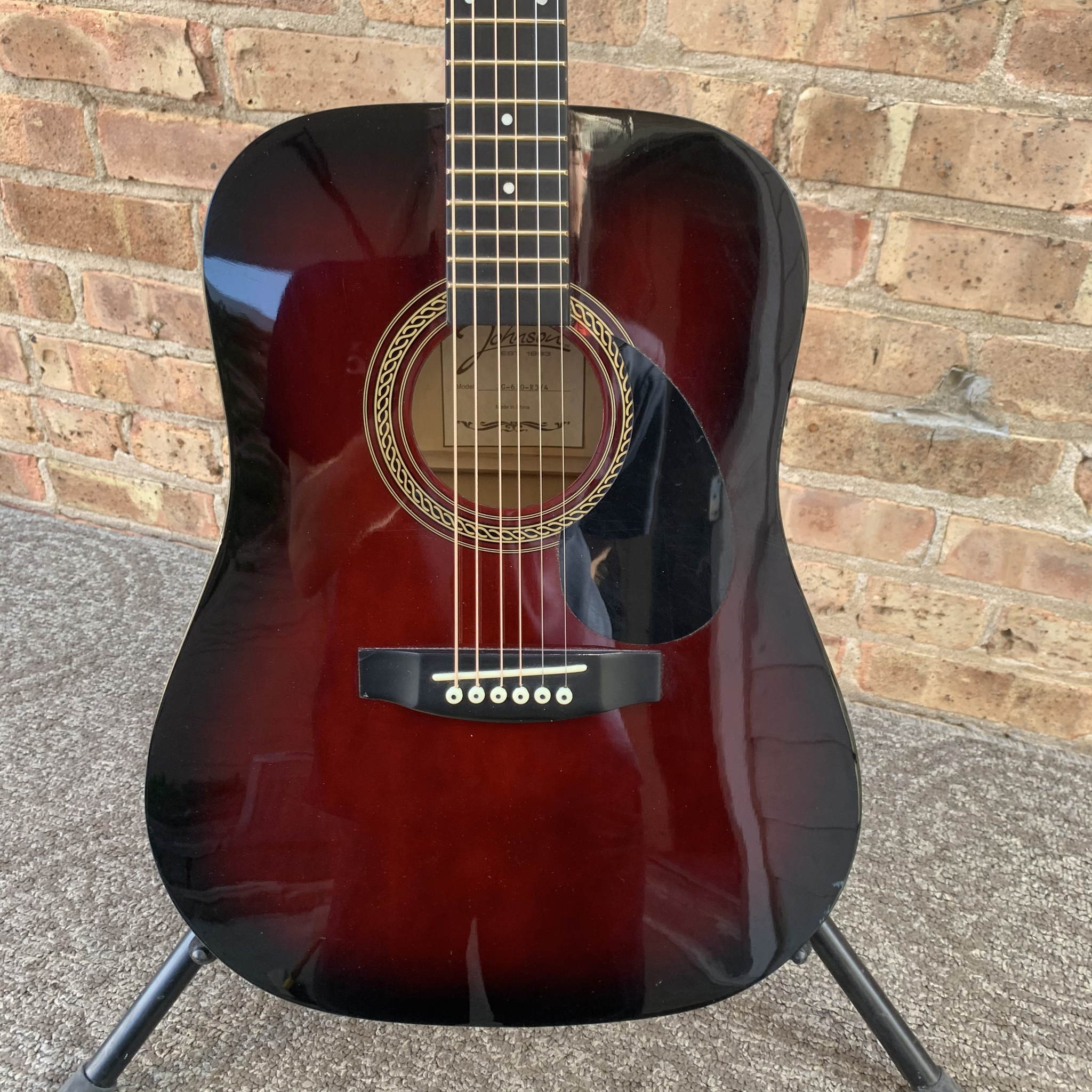 Johnson 3/4 Steel String Acoustic Guitar Red Burst