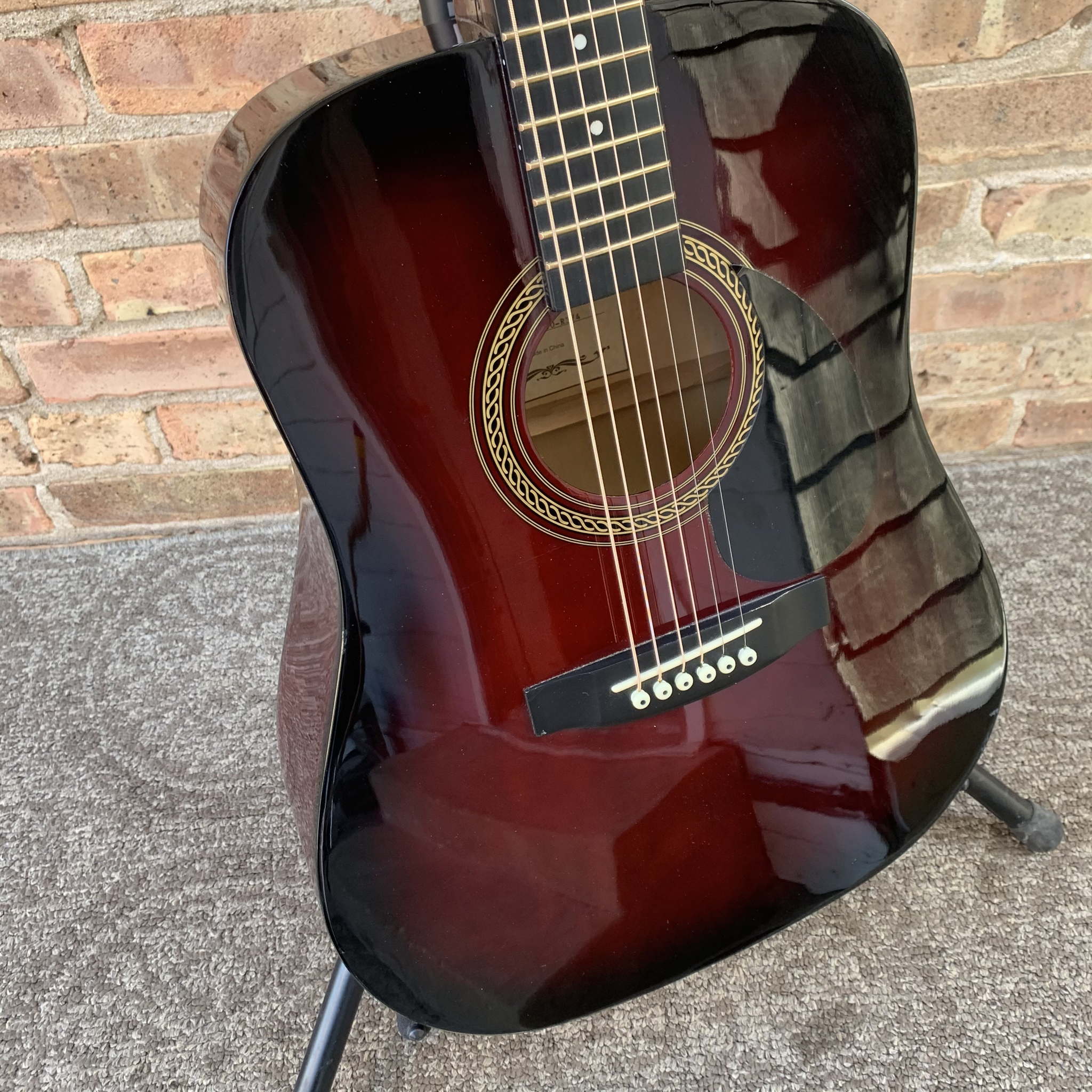 Johnson 3/4 Steel String Acoustic Guitar Red Burst