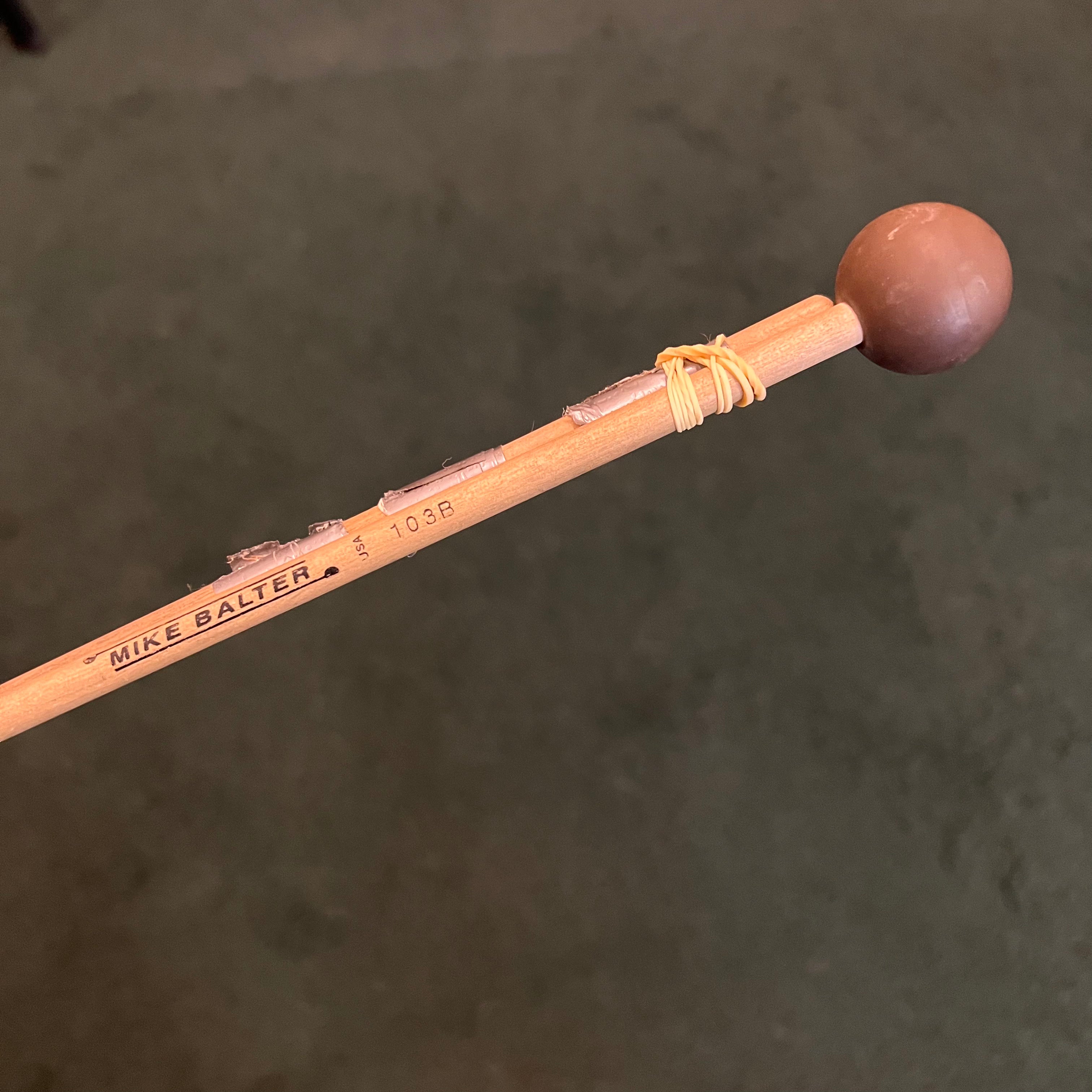 Mike Balter 103B Round Brown Rubber Birch Medium Soft Marimba Mallets - B103B (used)