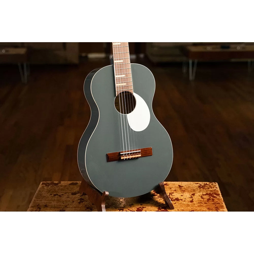 Ortega Nylon String Guitar Gaucho Parlor Platinum Grey w/Bag