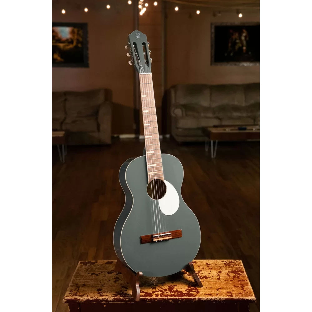 Ortega Nylon String Guitar Gaucho Parlor Platinum Grey w/Bag