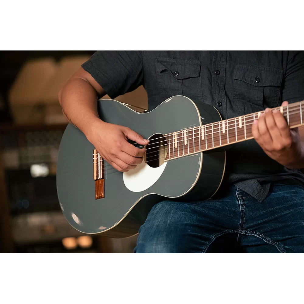 Ortega Nylon String Guitar Gaucho Parlor Platinum Grey w/Bag