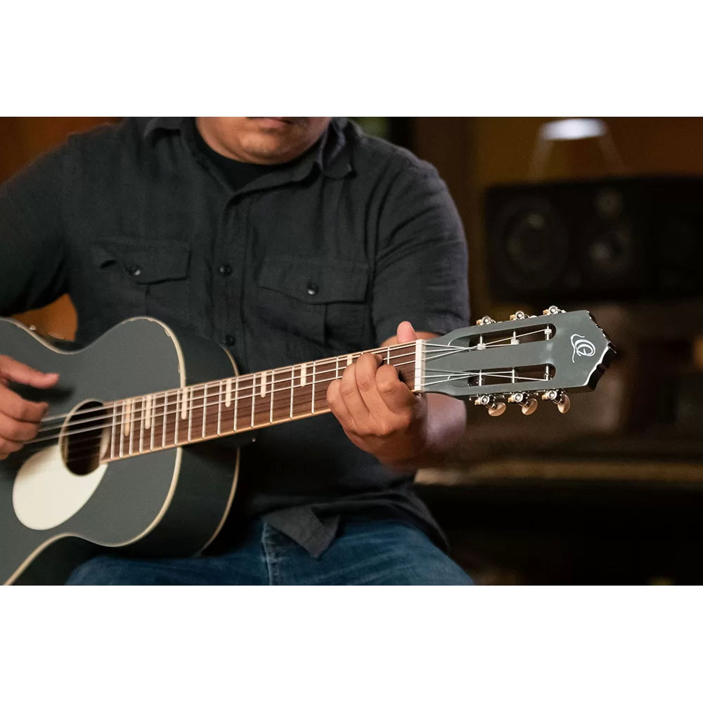 Ortega Nylon String Guitar Gaucho Parlor Platinum Grey w/Bag