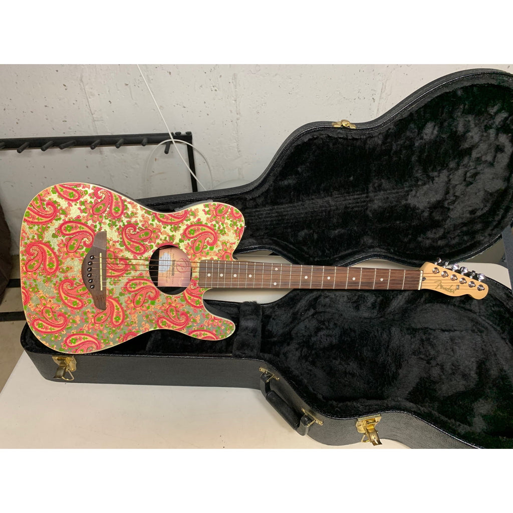 Pink Fender Telecoustic Paisley Acoustic Electric Guitar With Case 2003