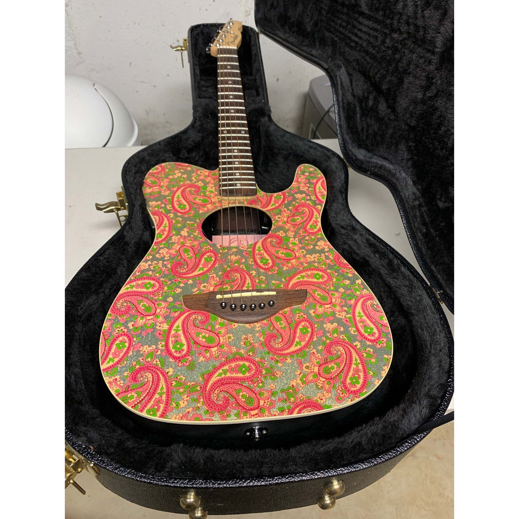 Pink Fender Telecoustic Paisley Acoustic Electric Guitar With Case 2003