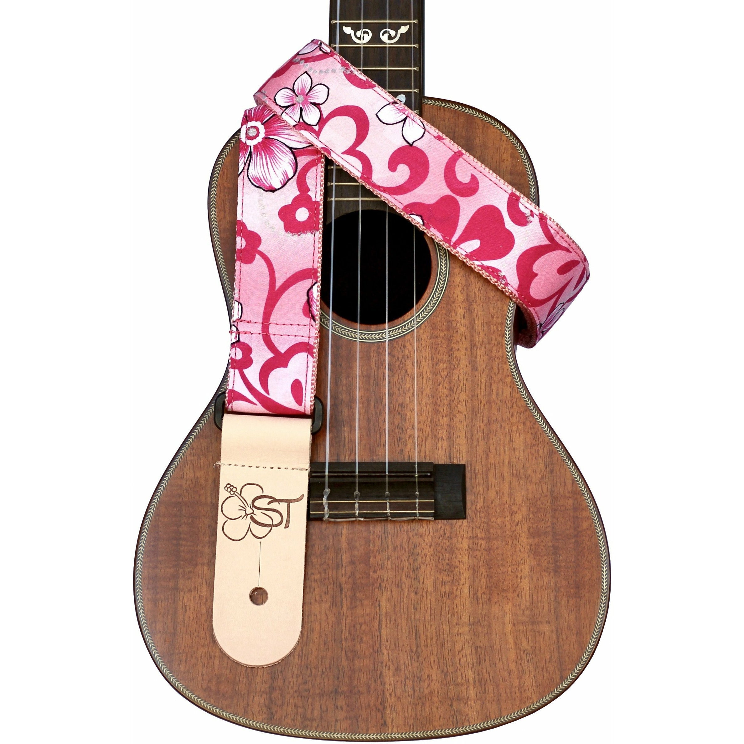 Sherrin's Threads  1.5" Uke Strap Pink Plumeria