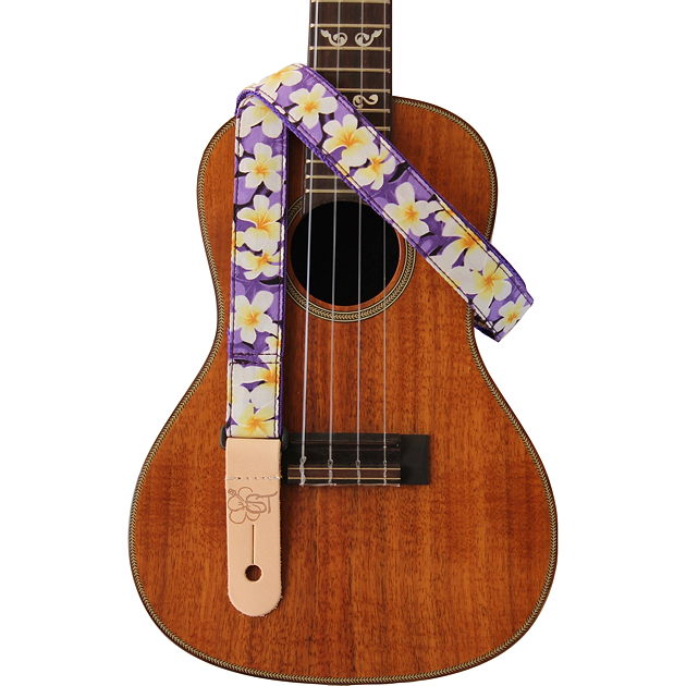 Sherrin's Threads 1" Uke Strap Purple Plumeria