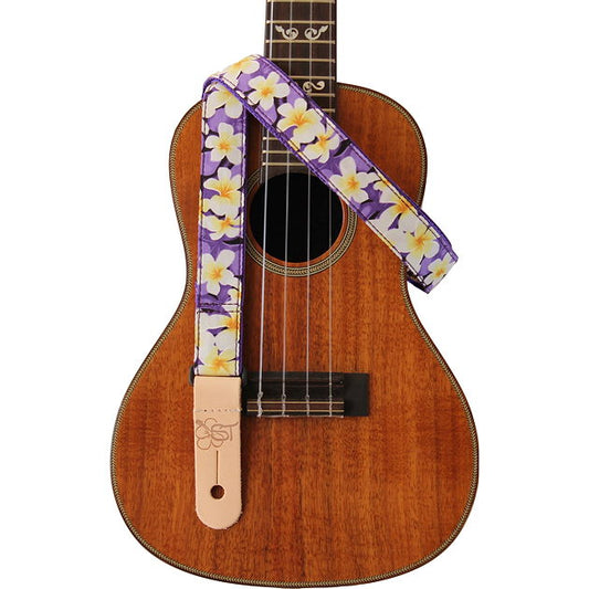 Sherrin's Threads 1" Uke Strap Purple Plumeria
