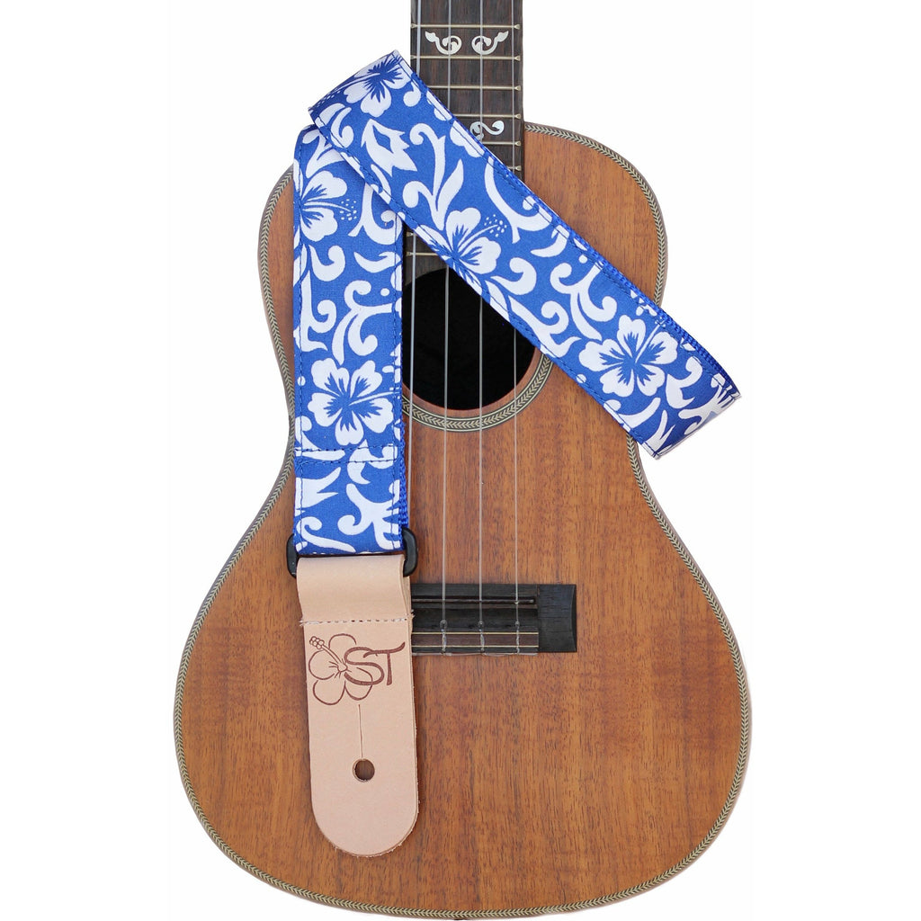 Sherrin's Threads Blue Hibiscus 1 1/2” Uke Strap