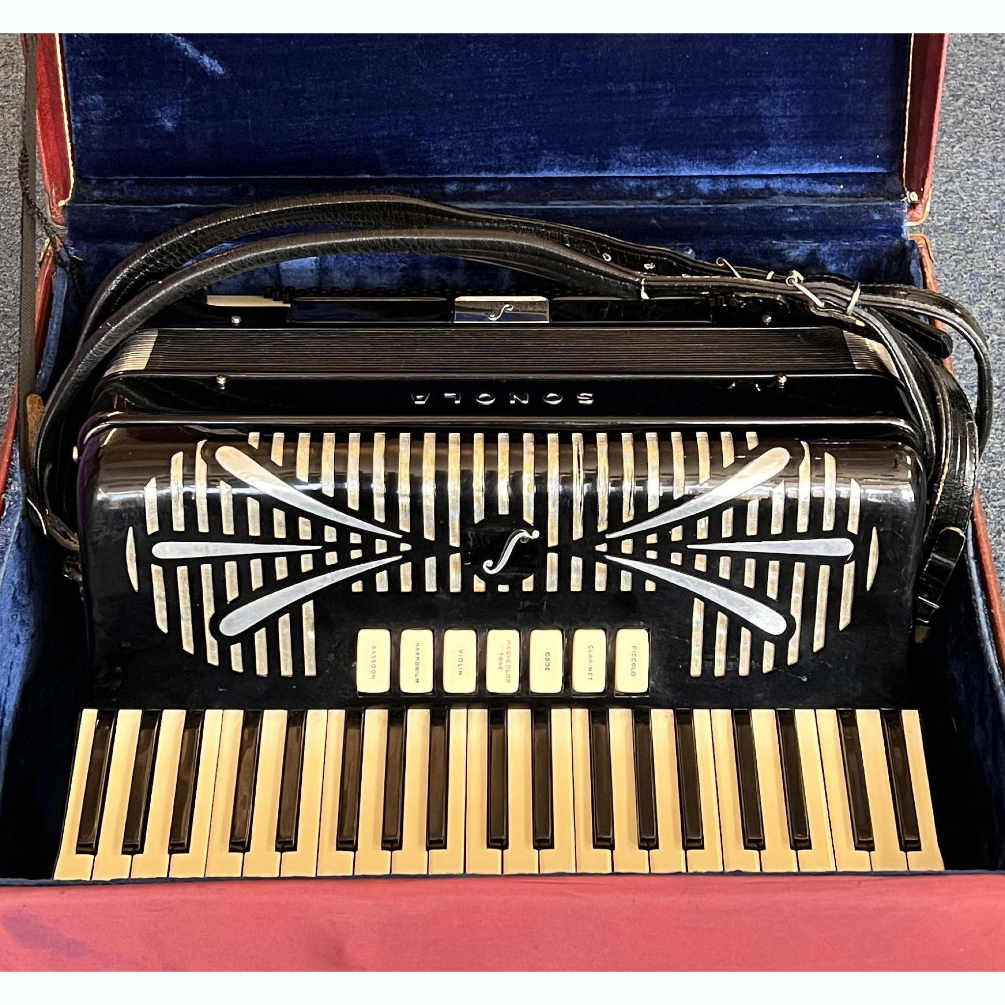 Sonola 120 Bass Piano Accordion AA7 LMMH w/case Italy 1950s Black (used)