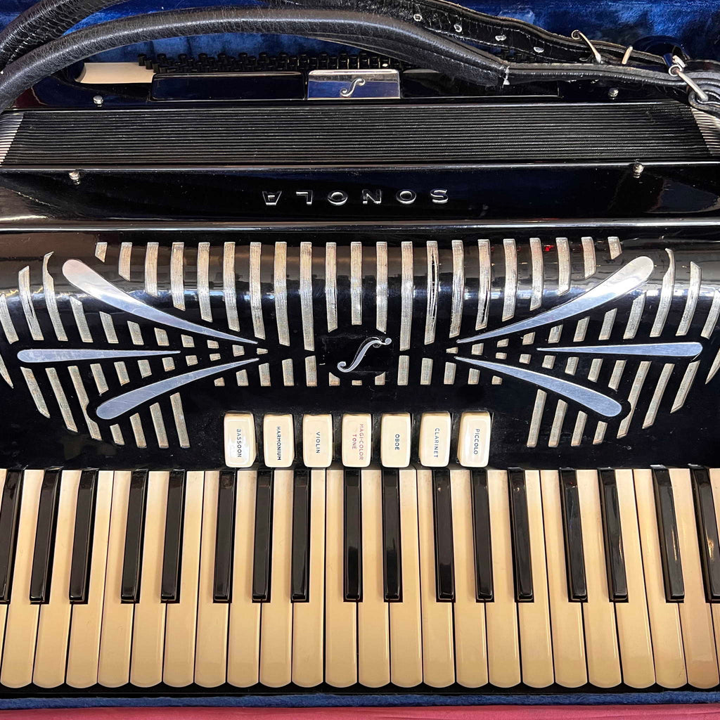 Sonola 120 Bass Piano Accordion AA7 LMMH w/case Italy 1950s Black (used)