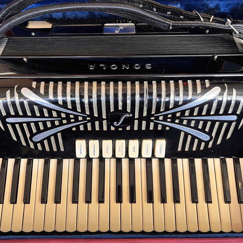 Sonola 120 Bass Piano Accordion SS5 LMH w/case Italy 1950s Black (used)