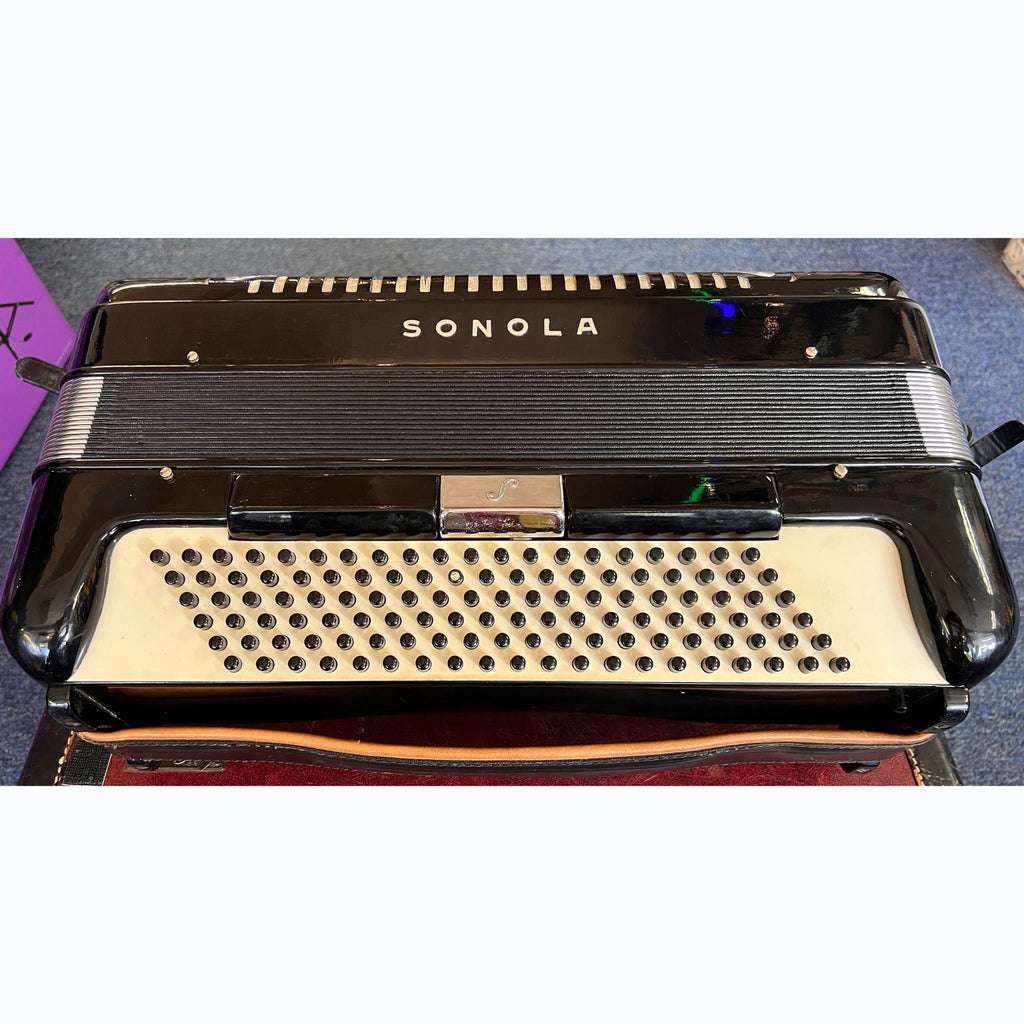 Sonola 120 Bass Piano Accordion AA7 LMMH w/case Italy 1950s Black (used)