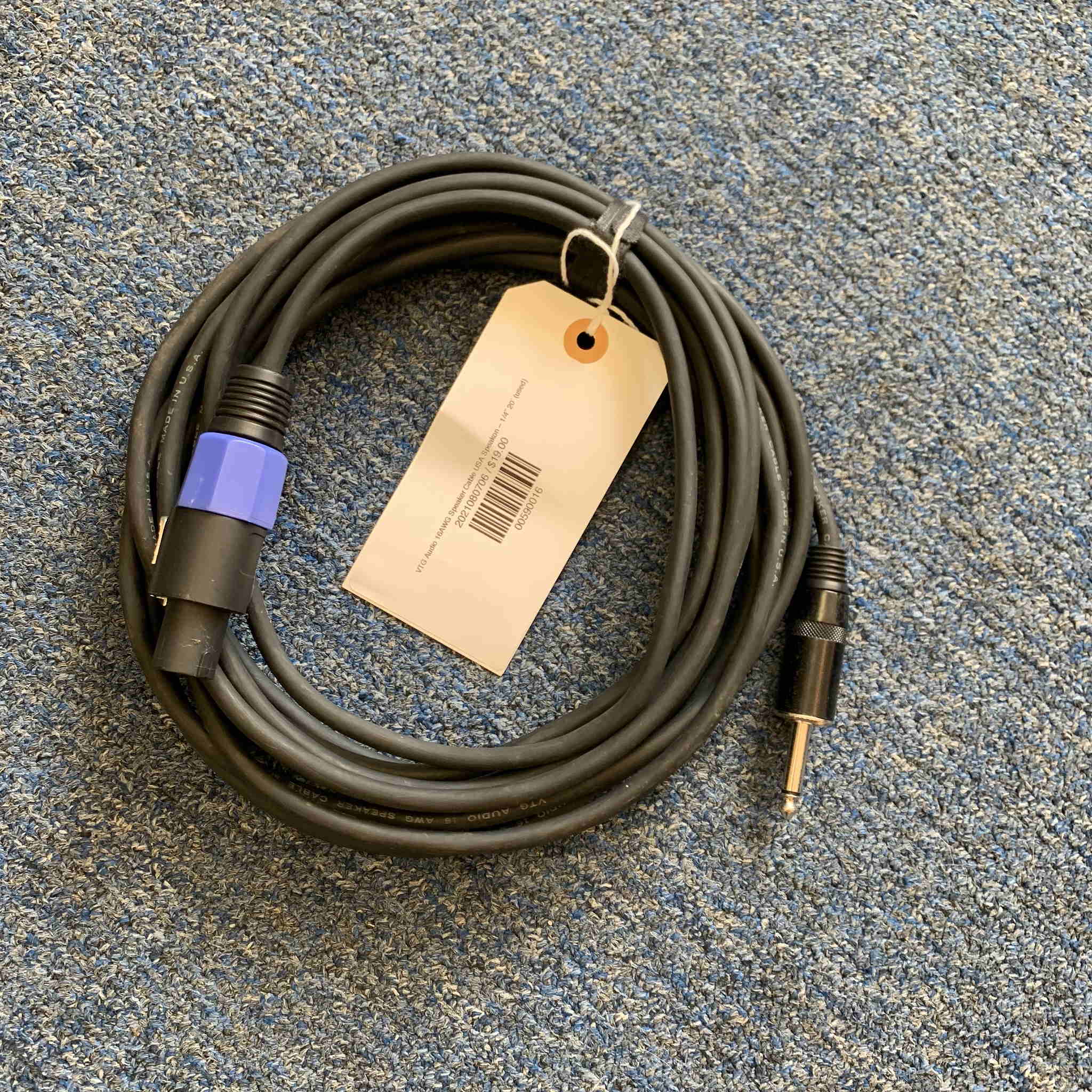 VTG Audio 16AWG Speaker Cable USA Speakon – 1/4” 20’ (used)