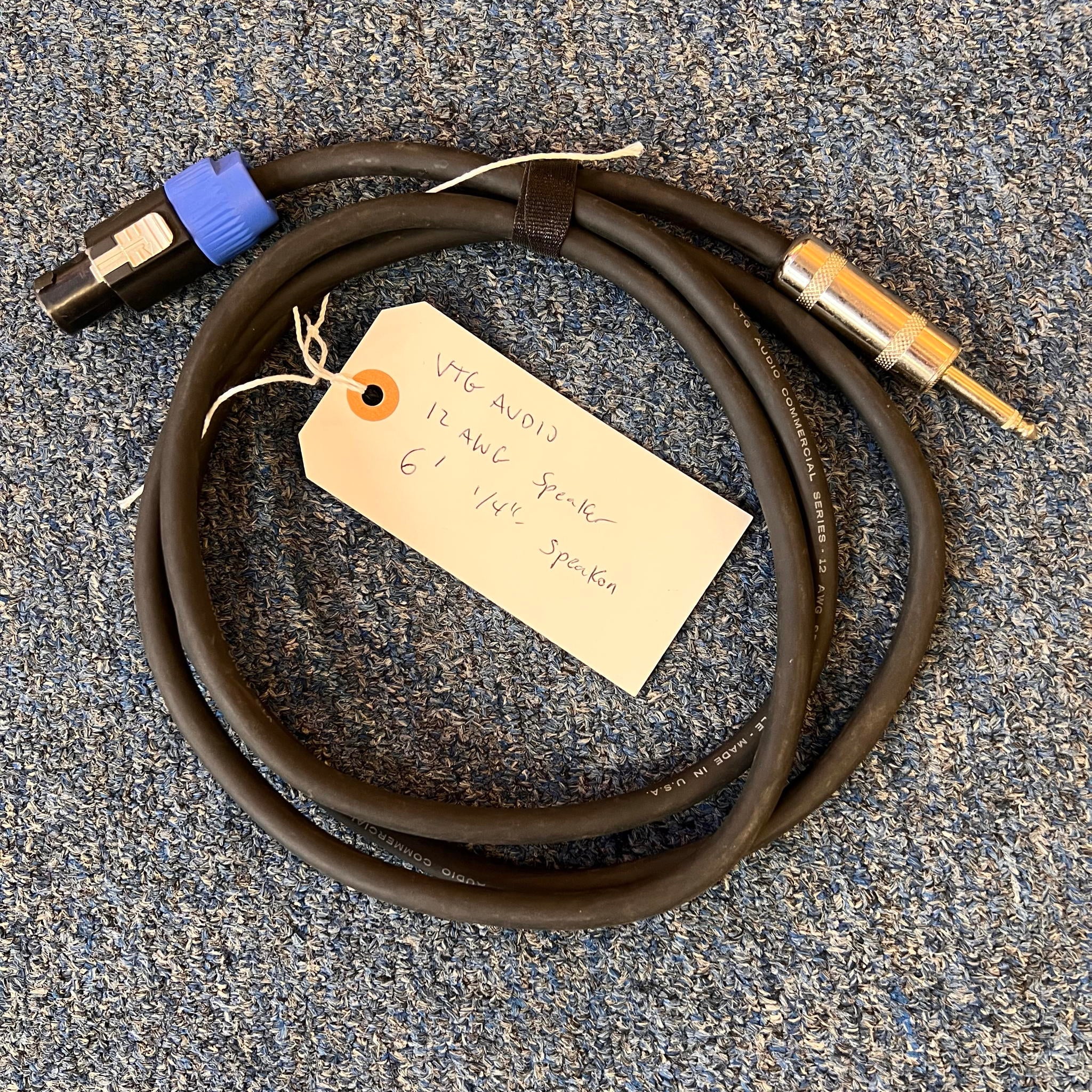 VTG Audio Commercial Series 12 AWG Speaker Cable 1/4"-Speakon USA 6' (used)